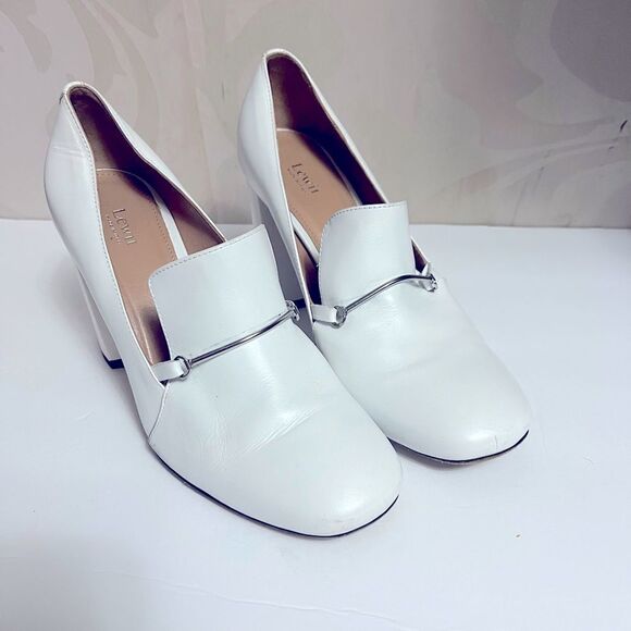 Lewit Elegant White Heels with Silver Detail - Picture 1 of 6